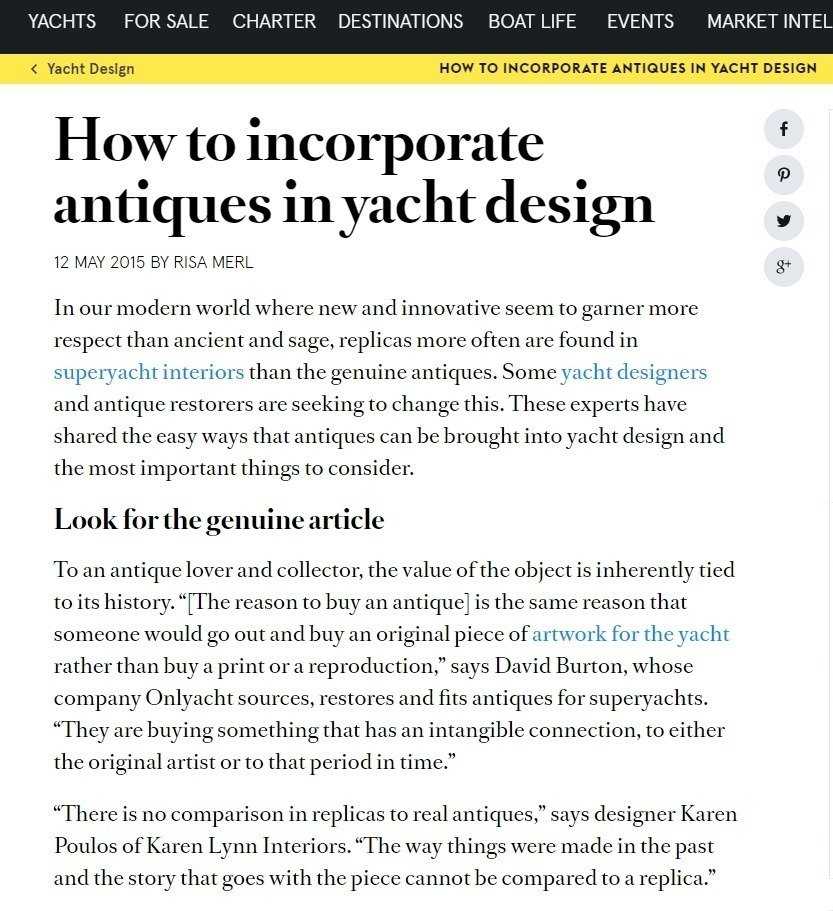 Boat International 2015 - Karen Lynn Interiors - Interior Design for Yacht, Aircrafts and Residential Projects