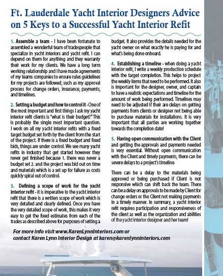 Ft Lauderdale News - Karen Lynn Interiors - Interior Design for Yacht, Aircrafts and Residential Projects