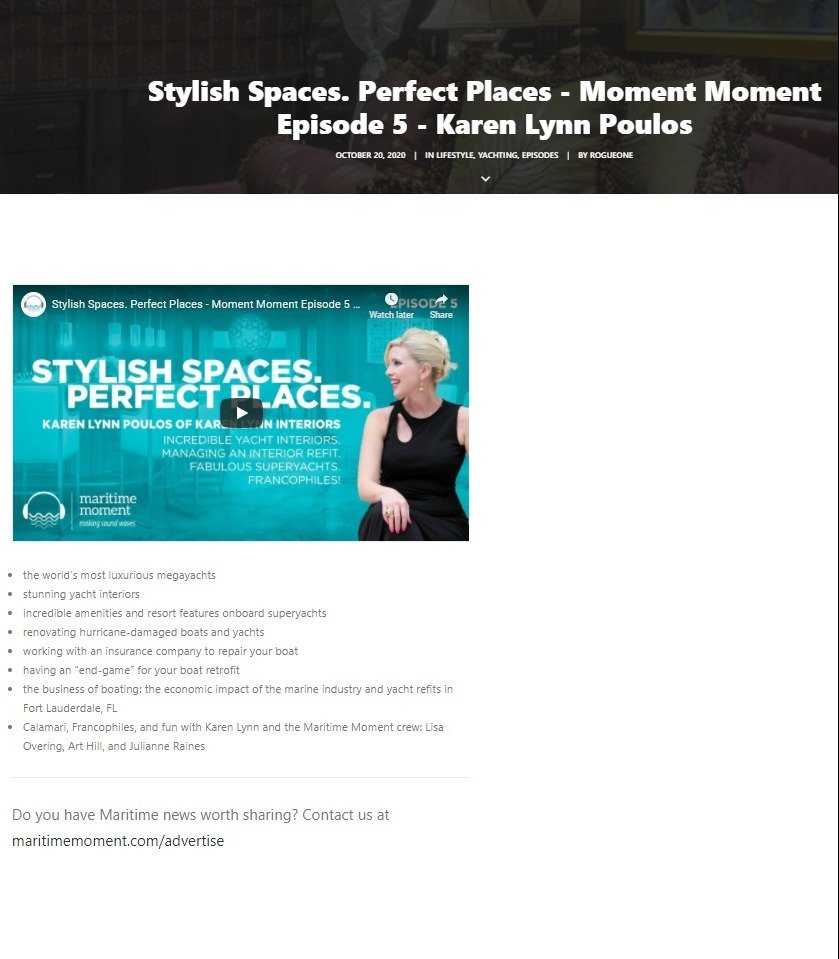 maritime moments - Karen Lynn Interiors - Interior Design for Yacht, Aircrafts and Residential Projects